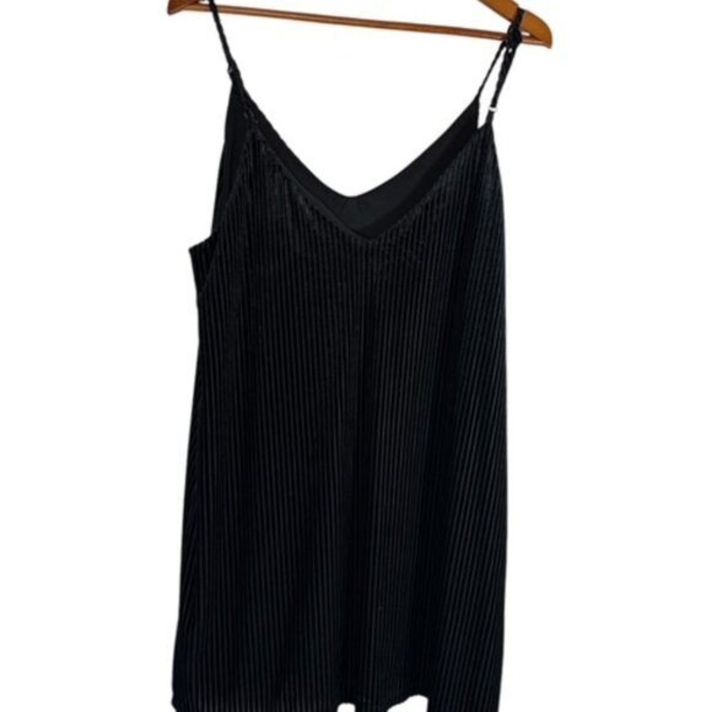 Wild Fable Black Pleated V-Neck Tank Dress Adjustable Straps Top Womens Large